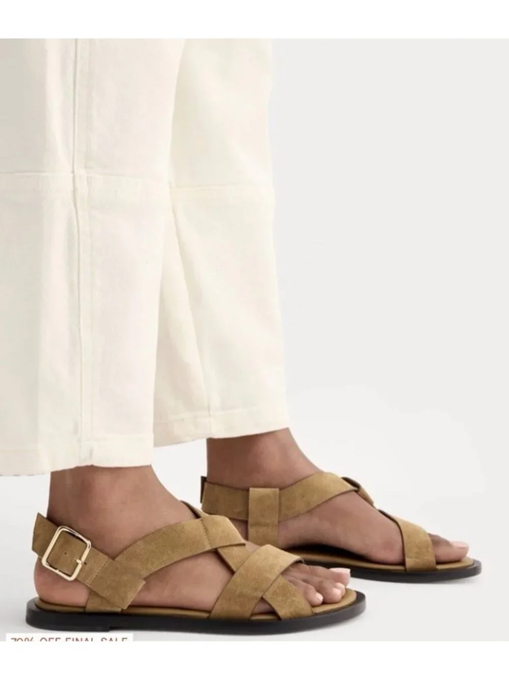 Everlane The City Strap Buckle Sandal Tan Suede Size 8.5M - Picture 6 of 11